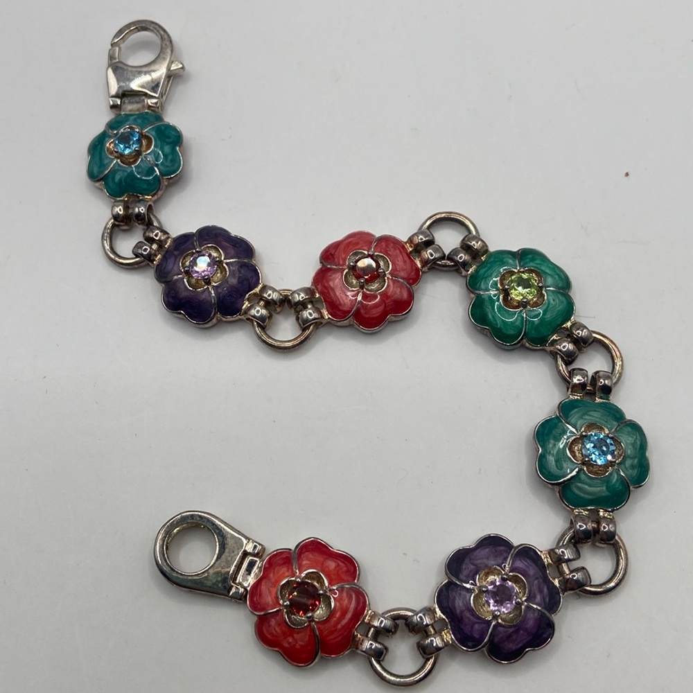Floral Multicolor sterling silver Bracelet
